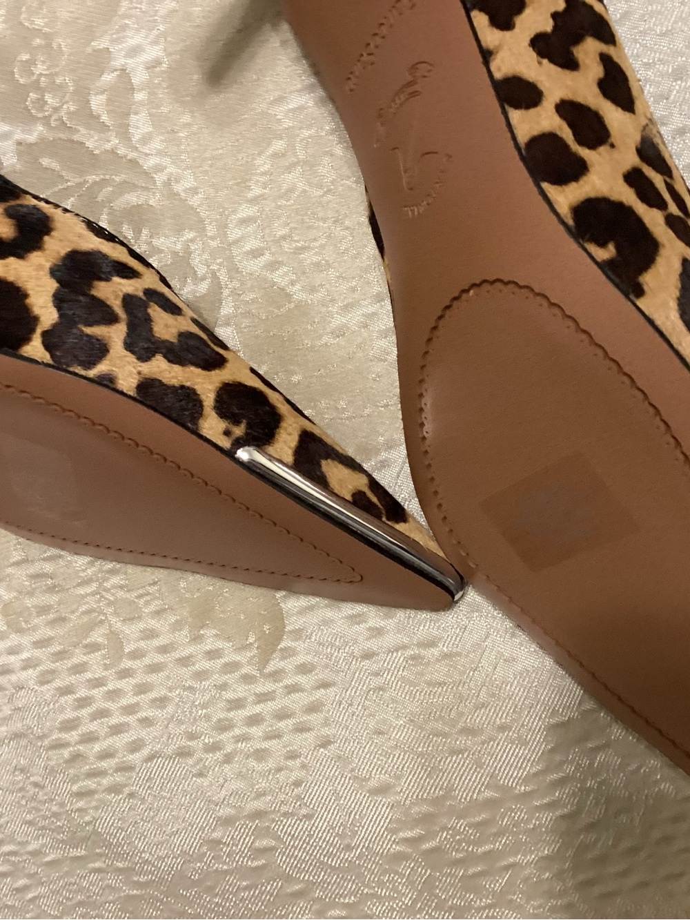 Franco Sarto Leopard-Print Pointed Toe Pumps in Tan and Black - Picture 5 of 6